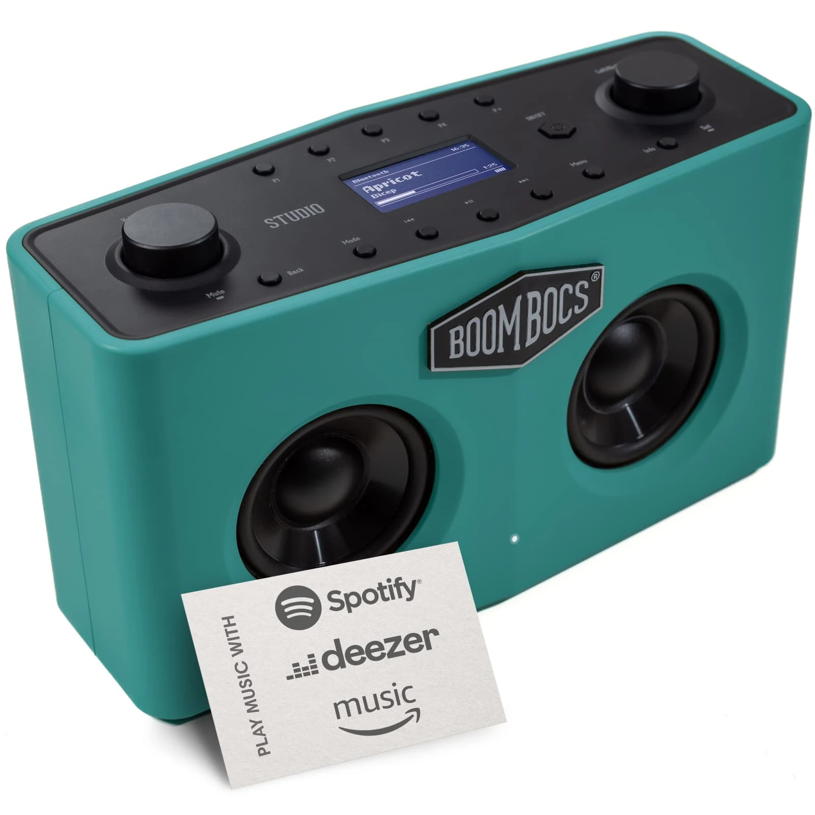 BoomBocs Internet Radio WiFi, Wireless Portable Bluetooth Speaker, Direct Streaming to Spotify, Deezer & Amazon Music - Green