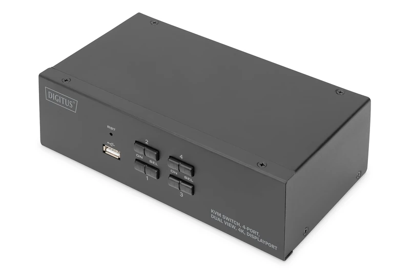 Digitus 4-port DisplayPort Dual View HD resolution 4k@60HZ, 8X DP, 4X USB-B, 4X audio combination jack