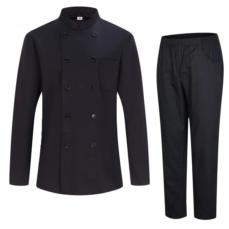 MISEMIYA - Men's Chef Jacket - Men's Chef Jacket - Hospitality Uniform -Ref.842 - Small, Chef Jackets and Pants 8428 - Black