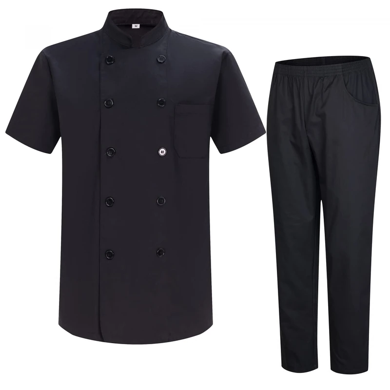 MISEMIYA - Men's Chef Jacket - Men's Chef Jacket - Hospitality Uniform -Ref.8421B - 4XL, Chef Jackets and Pants 84218 - Black