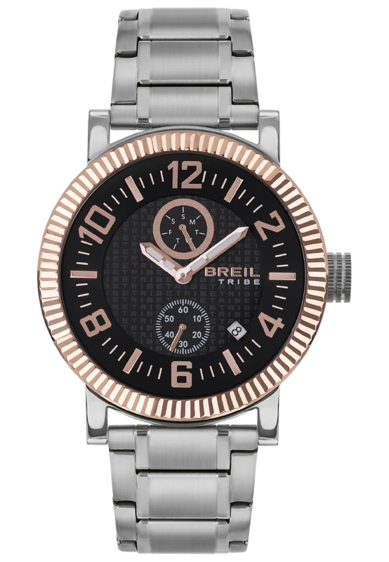 Breil BPM Men's Watch with Steel Strap in Bi-Colour and Black Case Diameter: 43 mm EW0590, Bi-Colour/Black, Standard Size, Bracelet
