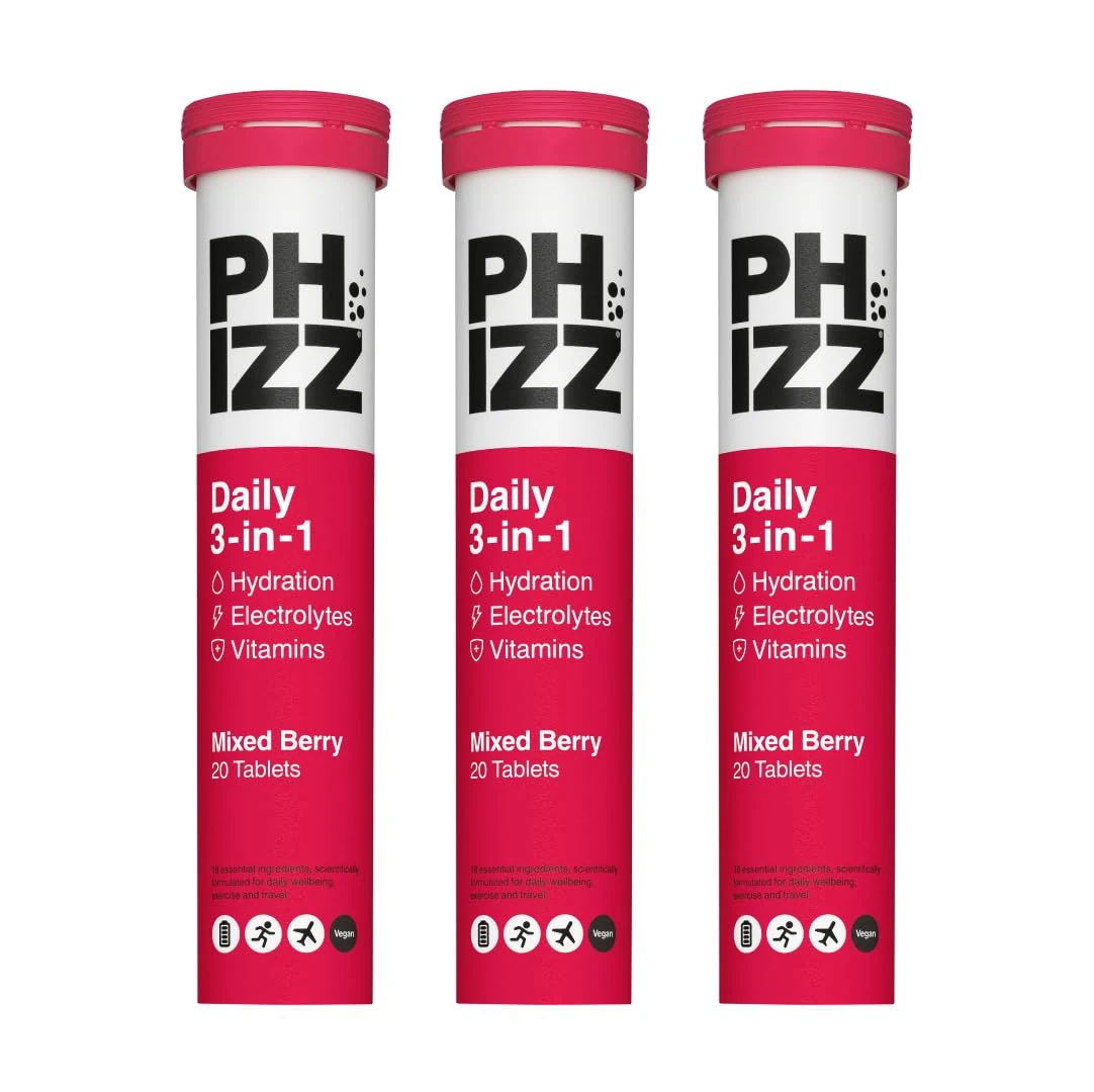 Phizz Electrolytes, Multivitamin & Hydration Tablets - 60 Effervescent Rehydration Electrolyte Tablets - 18 Vitamins & Minerals, Vitamin C, Vegan, Vegetarian & Low Calorie
