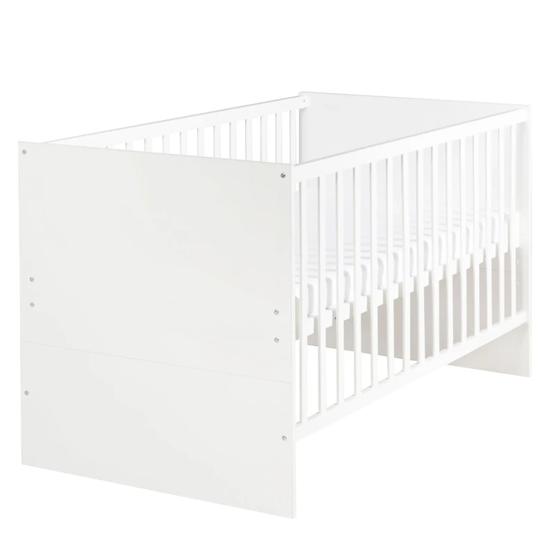 roba Combo Toddler Bed 'Anton' 70 x140 cm, Convertible Baby Bed to Junior Bed, including Conversion Corners, 3-Level Height Adjustable, 3 Slatted Sides, White