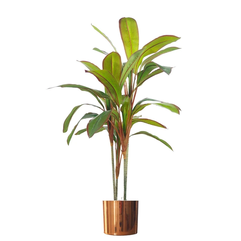 Leaf Tropical Artificial Plants with Planters, Copper, Green, 100cm