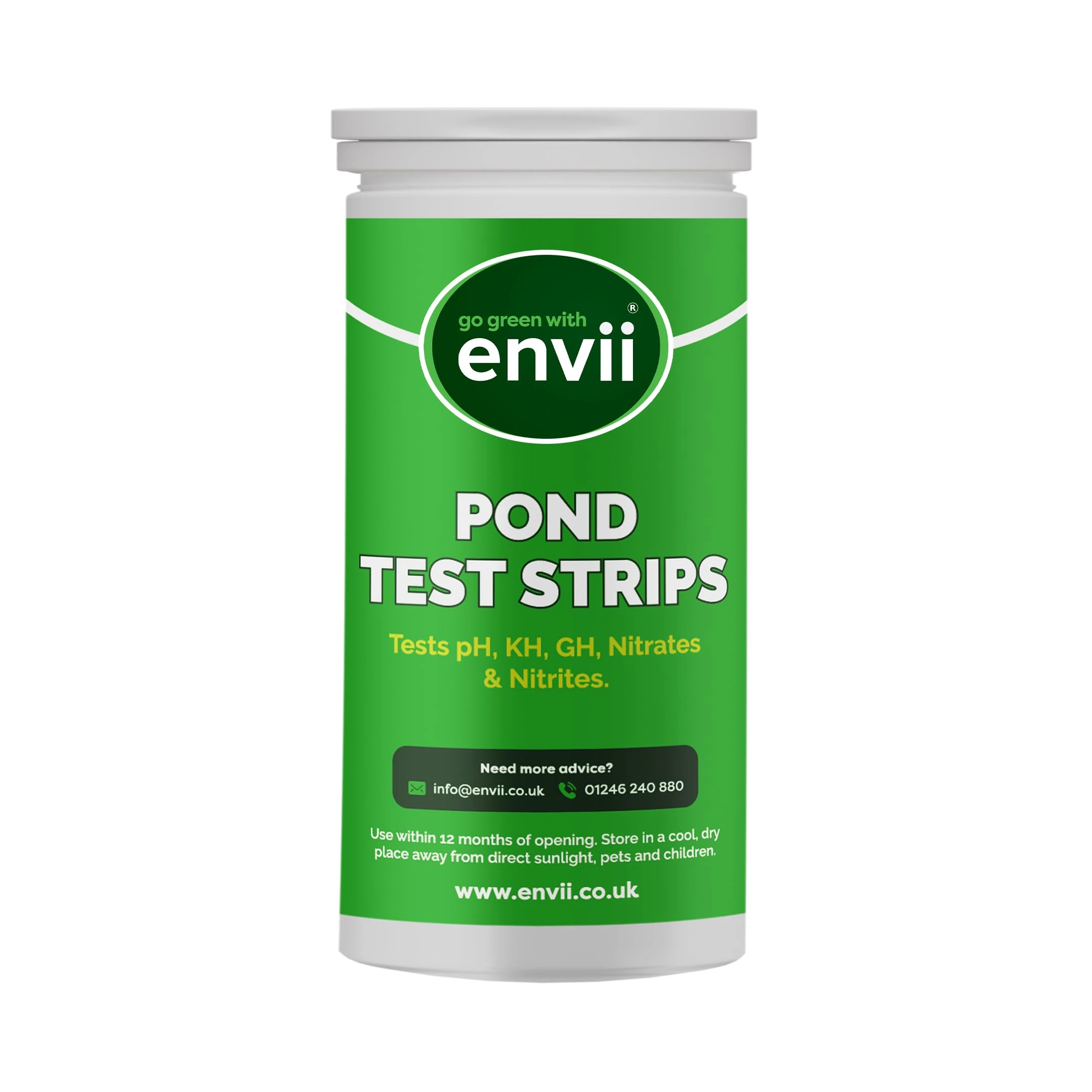 envii Pond & Aquarium Test Strips, 5 in 1 Pond & Fish Tank Water Test Kit - Testing for pH, KH, GH, Nitrates and Nitrites for use in Garden Ponds, Fish Tanks, Aquariums - 25 Strips
