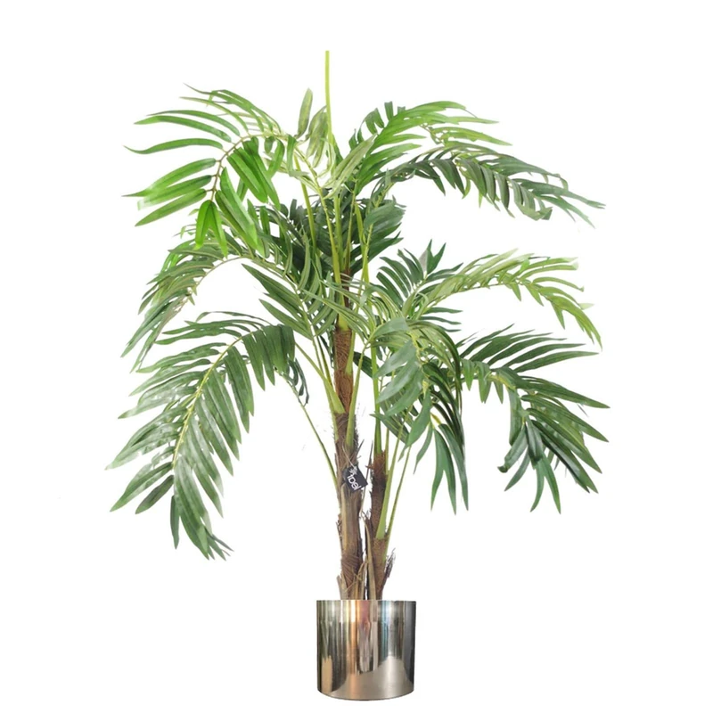 Leaf Tropical Artificial Plants with Planters, Green, Silver, 120cm
