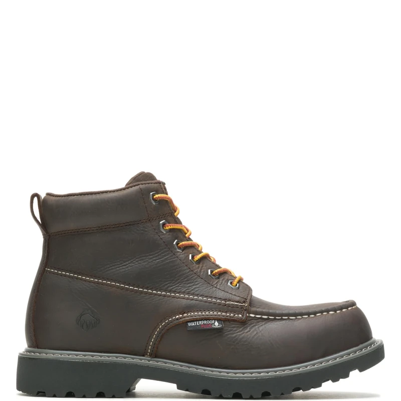 Wolverine Men's Floorhand Moc Waterproof Steel Toe 6in Construction Boot, Dark Coffee, 11.5