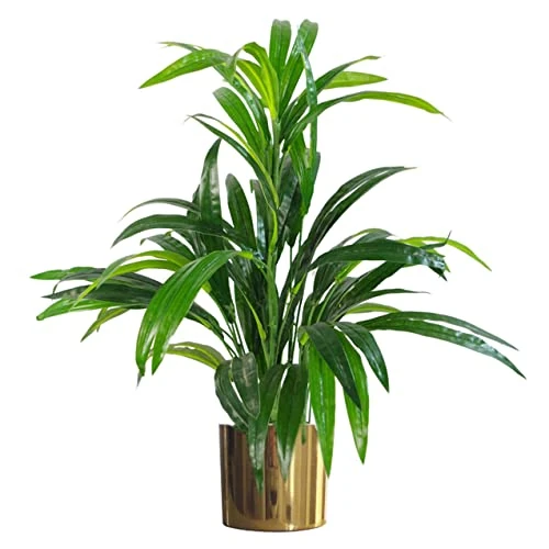 Leaf 65cm Artificial Realistic Bamboo Shrub Plant with Gold Metal Planter