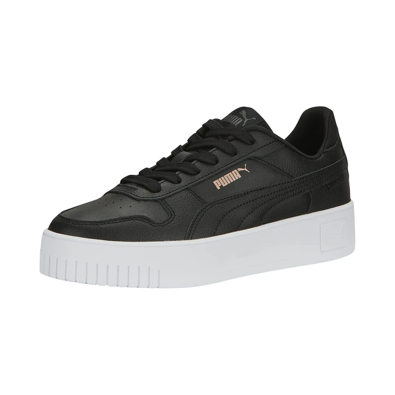 PUMA Women's Carina Street Sneaker Black Black-Rose Gold White, 5 UK