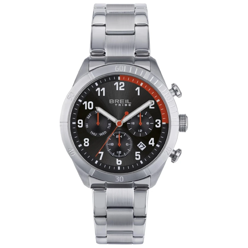 Breil - Mate Watches for Men, Silver/Black, One Size, Bracelet