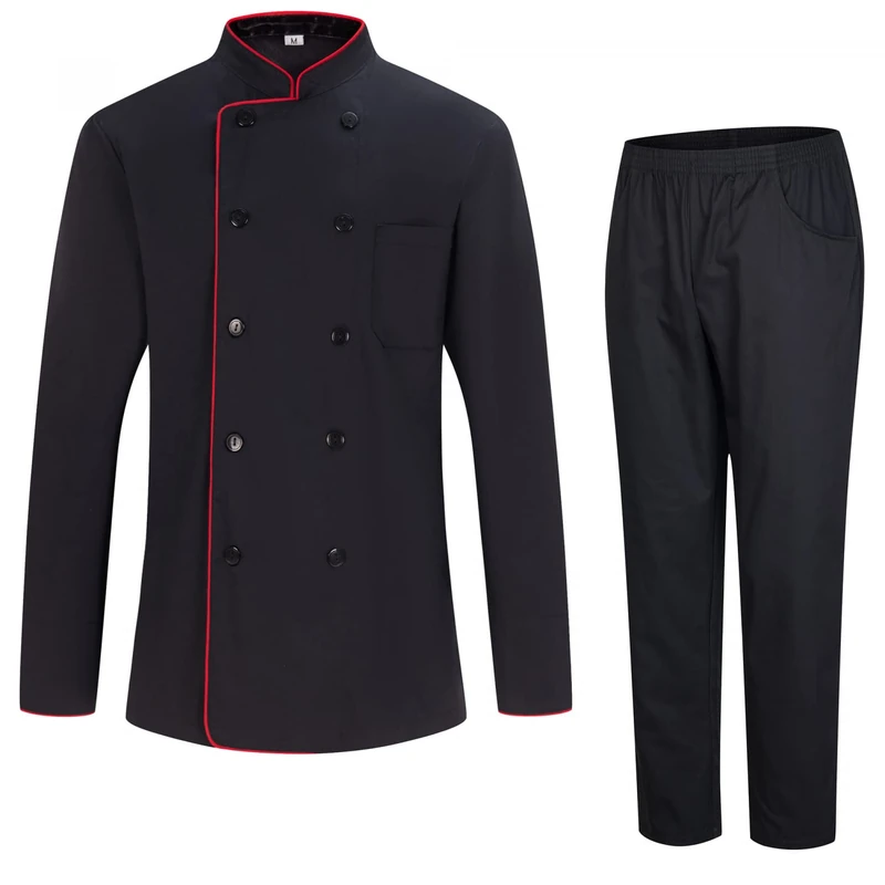 MISEMIYA - Men's Chef Jacket - Men's Chef Jacket - Hospitality Uniform -Ref.842 - X-Large, Chef Jackets and Pants 842B8 - Black