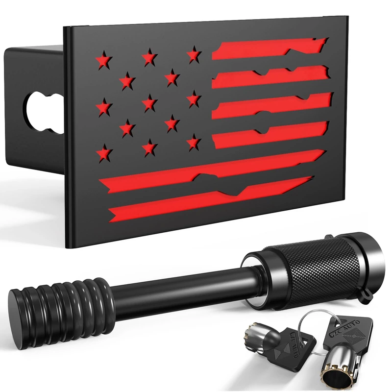 TOEASYTY Heavy Metal 3D Hollow Amrican Flag Trailer Hitch Cover for 2 Inch Receivers,Tow Hitch Covers 2 Inch for Truck Accessories(with 5/8-inch Pin Diameter Trailer Hitch Lock)