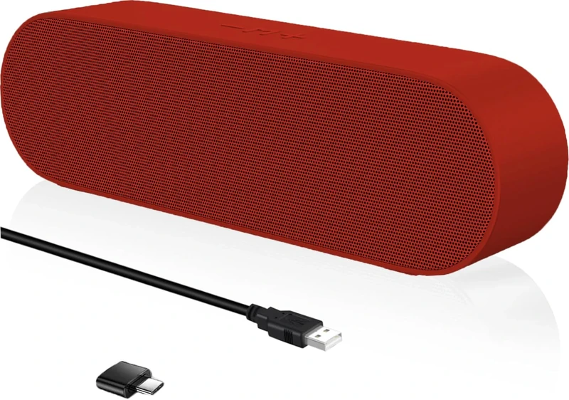 ZETIY PC Speakers, USB Computer Speaker, Laptop Speakers with Volume Control, Mute Button, Mini Soundbar with USB Powered for Desktop, Notebook, PC, Laptop - Plug and Play （Red）