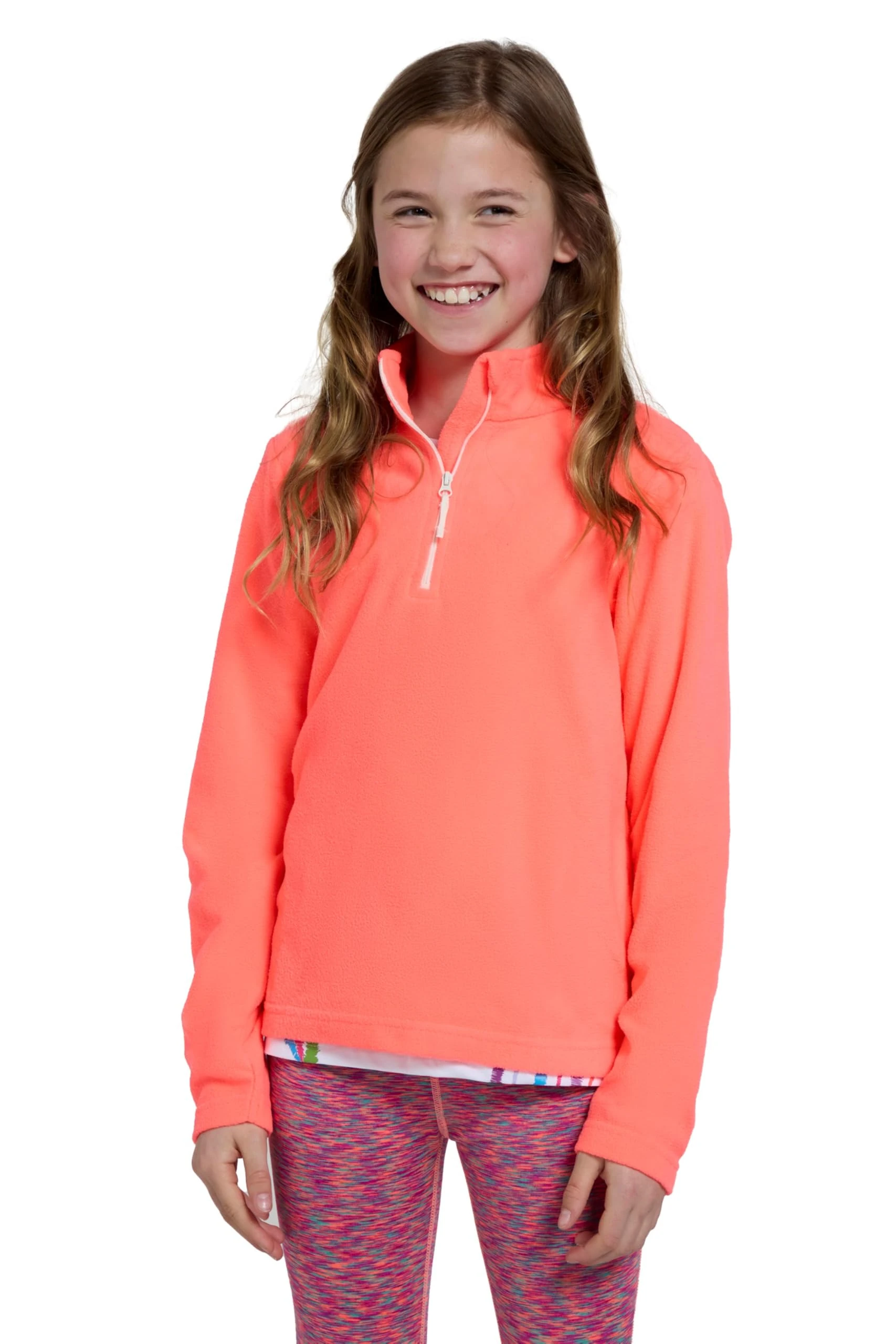 Mountain Warehouse Camber II Kids Half-Zip Fleece - Lightweight & Breathable Microfleece Sweatshirt, Boys & Girls - Autumn, Winter, Outdoors, Travel Fiery Coral Teen Size 13 Years