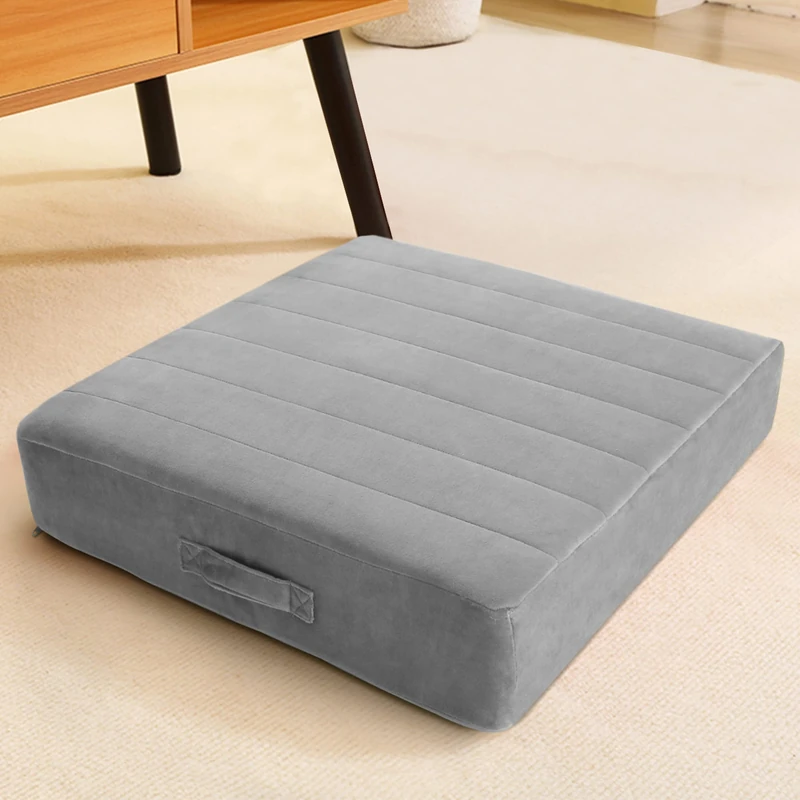 MeMoreCool Square Floor Pillow Seating for Adults Kids, Large Meditation Cushion Floor Pillow with Thick Foam & Soft Tufted Cover, Washable Big Pillow Seat Floor Cushion for Sitting Yoga, 24" Grey