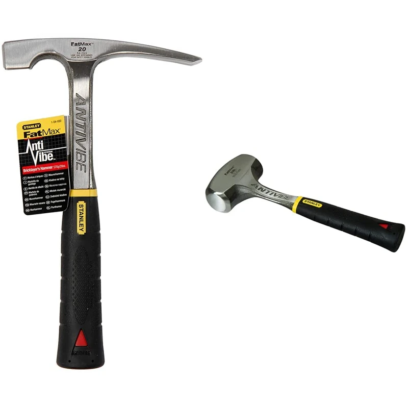 Stanley 1-54-022 FatMax AntiVibe Brick Hammer, 20 oz & 1-56-001 Fatmax Anti Vibe Lump/Club Hammer 3lb - STA156001