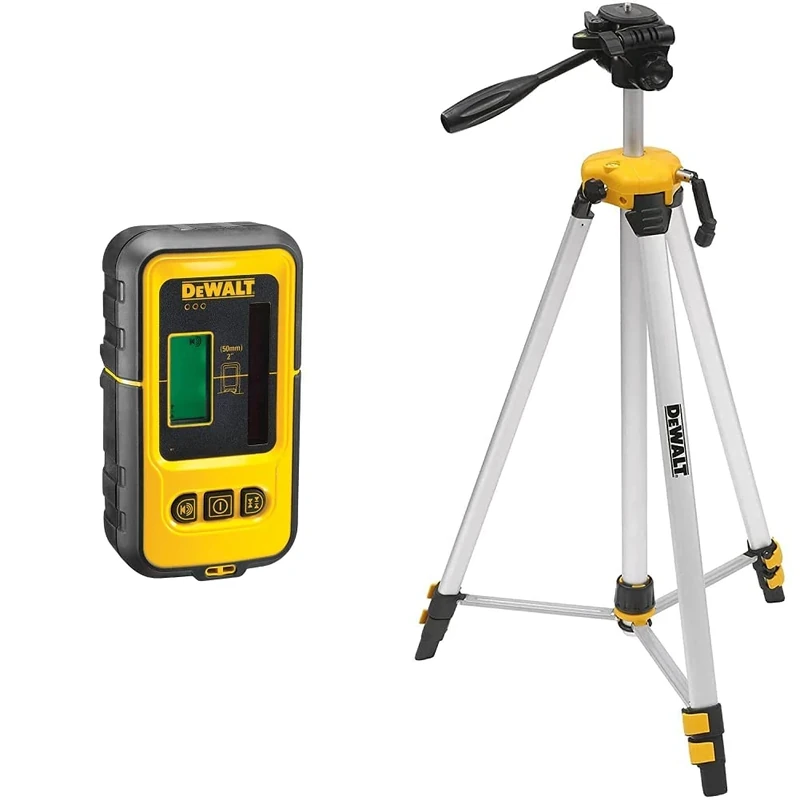 DEWALT Green Line Laser Detector Upto 50M Working Range DE0892G & Mini Tripod 1.7M 1/4 Inch Mounting Thread DE0881T