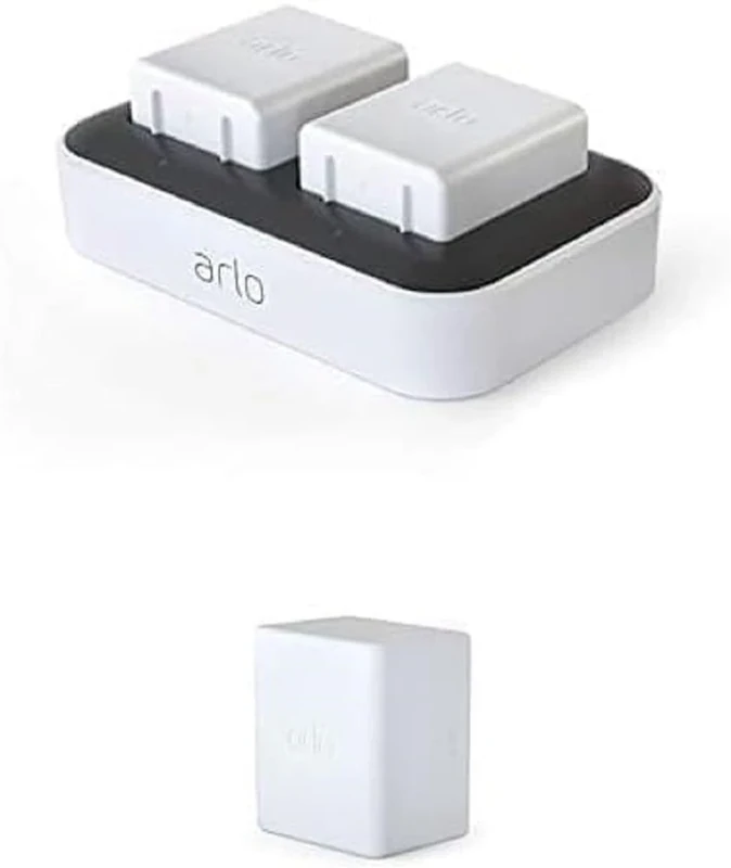 Arlo Certified Dual Charging Station, Charge Up to Two Batteries & Certified Rechargeable Battery, Accessory, Designed for Ultra, Pro3 and Pro4 Wireless Wi-Fi Security Cameras Only, White, VMA5400