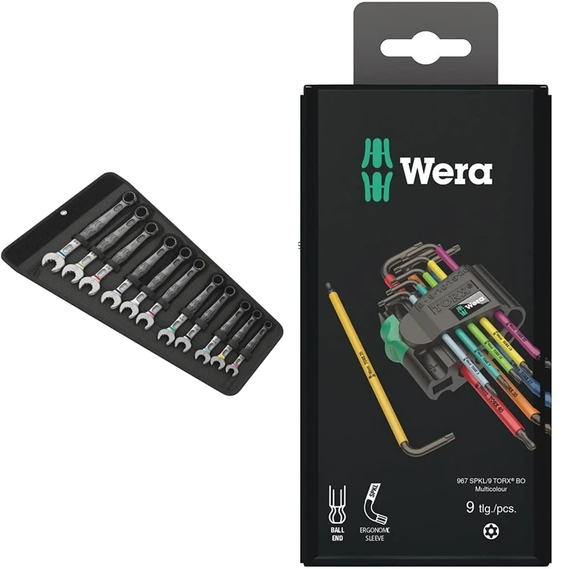 Wera 05020231001 6003 Joker 11 Set 1 Combination Wrench & 967SPKL/9BO Multicolour TX-Key Set, TX8 - TX40, 9pc, 05073599001