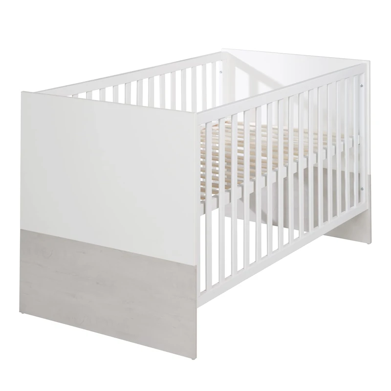 roba Wooden Convertible Cot "Julia" (70 x 140 cm) - Height-Adjustable with 3 Removable Rungs - Baby Bed Convertible to Toddler Bed - White