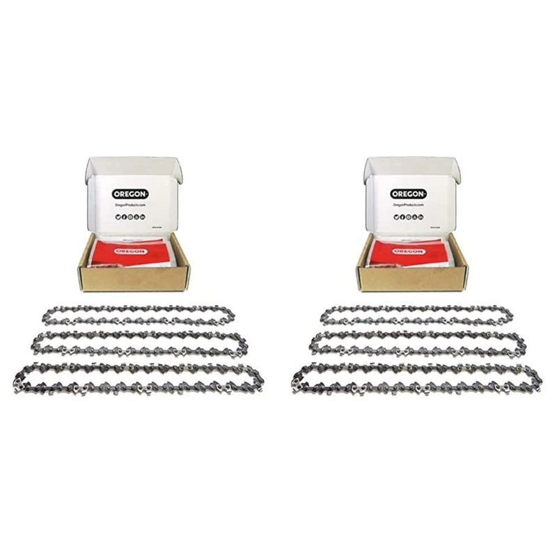 Oregon Chainsaw Chain for 18-Inch (45 cm) Bar -62 Drive Links (Pack of 3) & 91P 3-Pack Chainsaw Chain for 16-Inch (40 cm) Bar -57 Drive Links – Low-Kickback Chain fits Titan, Gardenline