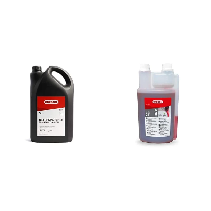 Oregon Biodegradable Chainsaw Chain & Guide Bar Oil, Chainsaw Oil for Chains & 2-Stroke Engine Oil, Self-Mixing Partly Synthetic Mineral Oil, Clean Burning, Low Ash Lubricant