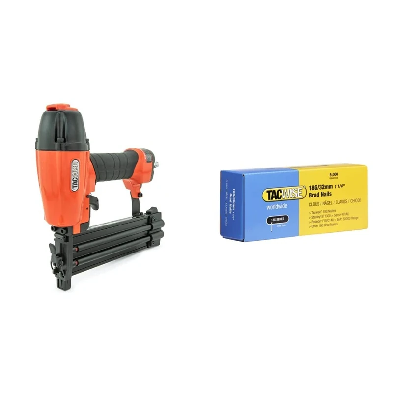 Tacwise DGN50V Type 180 Brad Air Nail Gun & 0398 Type 18G / 32 mm Galvanised Brad Nails, Pack of 5,000