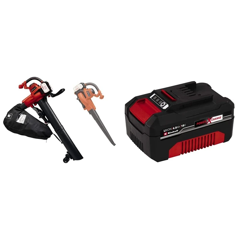 Einhell Power X-Change 18V Cordless Leaf Blower And Vacuum & Power X-Change 18V, 4.0Ah Lithium-Ion Battery - Universally Compatible With All PXC Power Tools And Garden Machines