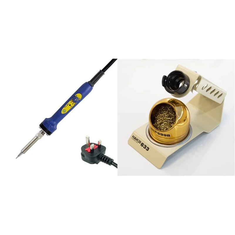 Hakko FX601-17 Soldering Iron Dial Temperature Control 230V UK & 633-01 633 Soldering Iron Holder, White