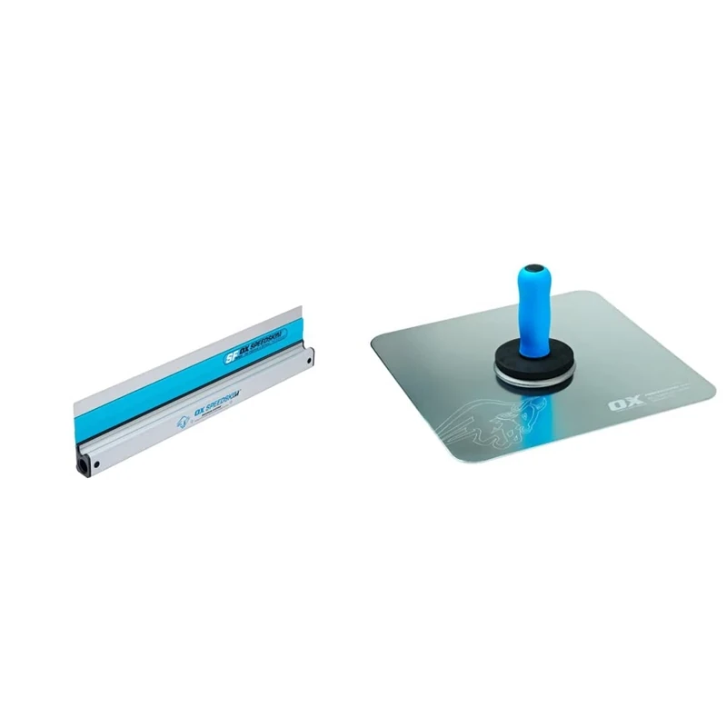 OX Speedskim Stainless Flex Finishing Rule - SF 600mm & OX Pro Aluminium Hawk - 13" X 13"