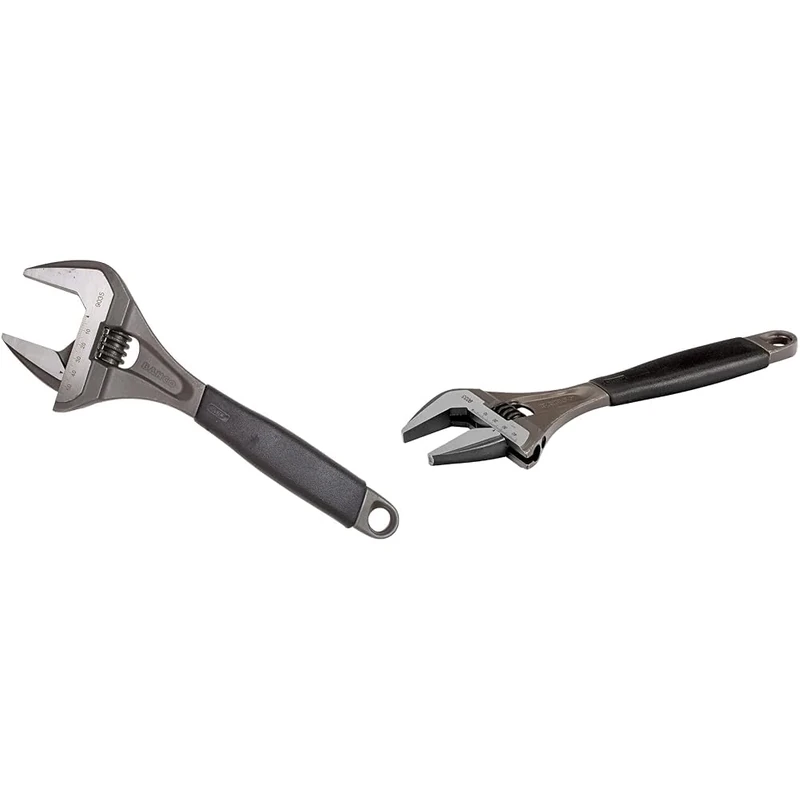 Bahco Adjustable Wrench 9035, Orange, 12 inches & 9033 Extra Wide Jaw Adjustable Wrench, 270mm Length