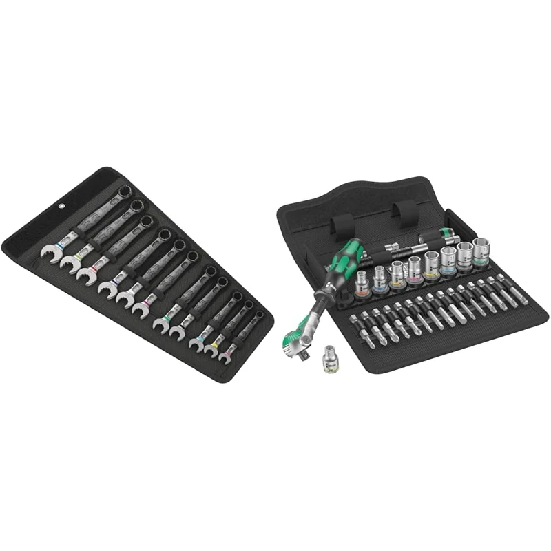 Wera 05020231001 6003 Joker 11 Set 1 Combination Wrench & 8100 SA 6 Zyklop Speed Ratchet Set, 1/4" drive, metric, 28 pieces - 05004016001