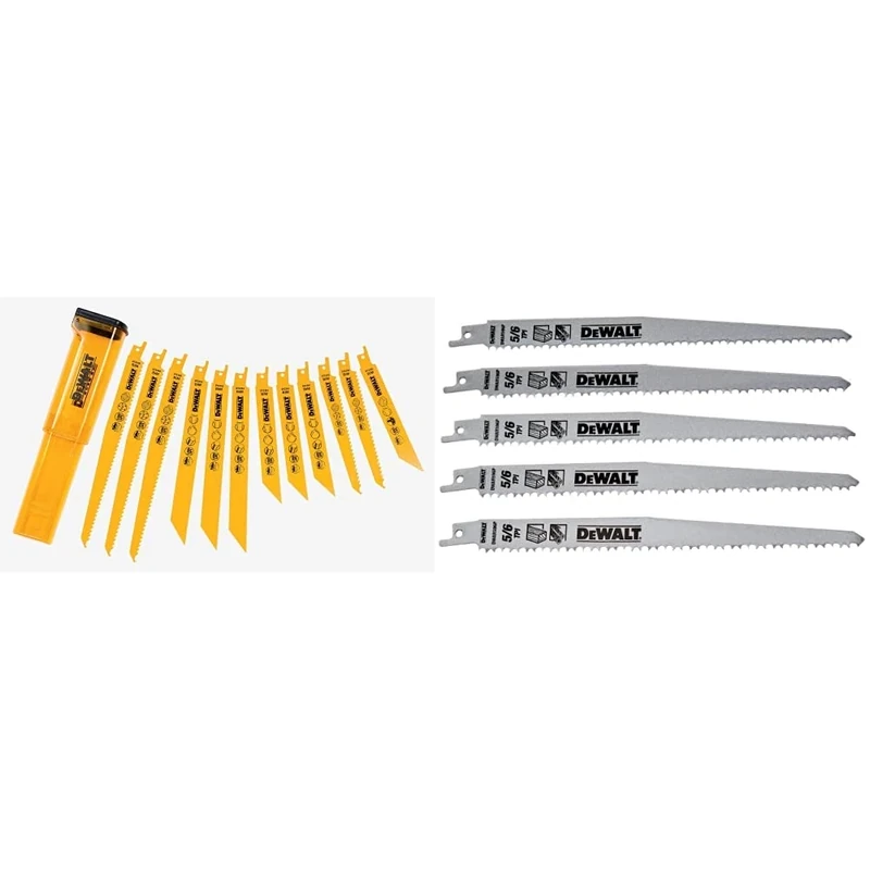 Dewalt DT2445-QZ Reciprocating Blades, One Size, Set of 12 Pieces & DT2352-QZ Reciprocating Blades, One Size, Set of 5 Pieces