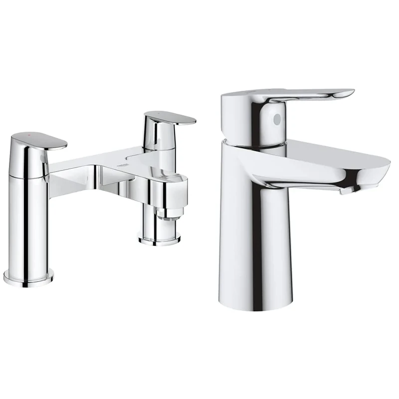 GROHE 25128000 Eurosmart Cosmopolitan Two-Handled Bath Filler & 23330000 | BauEdge Basin Mixer Tap