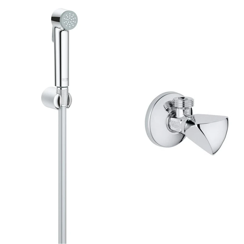 GROHE Tempesta-F Trigger Spray 30 27513001 1 Jet Shower Set with Wall Bracket & 22940000 | Mini TDL Angle Valve