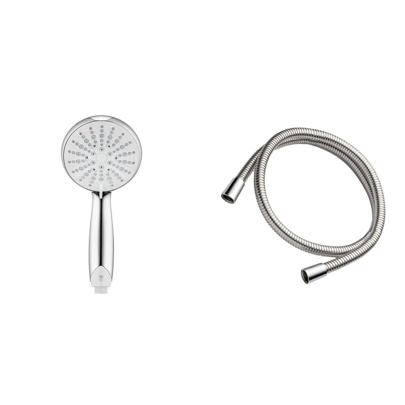 Mira Showers 2.1703.004 Nectar 9 cm 4-Spray Shower Head - Chrome & Showers 2.1605.166 Logic 1.25 m Metal Shower Hose - Chrome