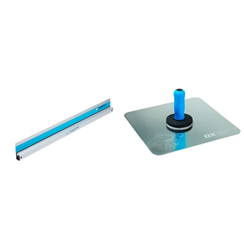 OX Speedskim Stainless Flex Finishing Rule - SF 1200mm & OX Pro Aluminium Hawk - 13" X 13"