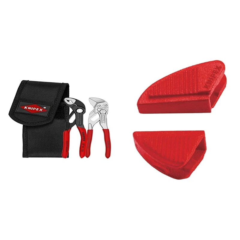 Knipex Mini pliers set in belt tool pouch (self-service card/blister) 00 20 72 V04 & Knipex Protective jaws for 86 XX 180 3 pairs 86 09 180 V01