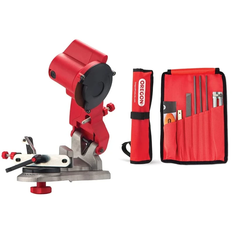 Oregon Professional Chainsaw Sharpening Device & Universal Chainsaw Field Sharpening Kit, Chainsaw Chain Sharpener with 5/32-Inch (4 mm), 3/16-Inch (4.8 mm), Filing Guide & Pouch (617067)