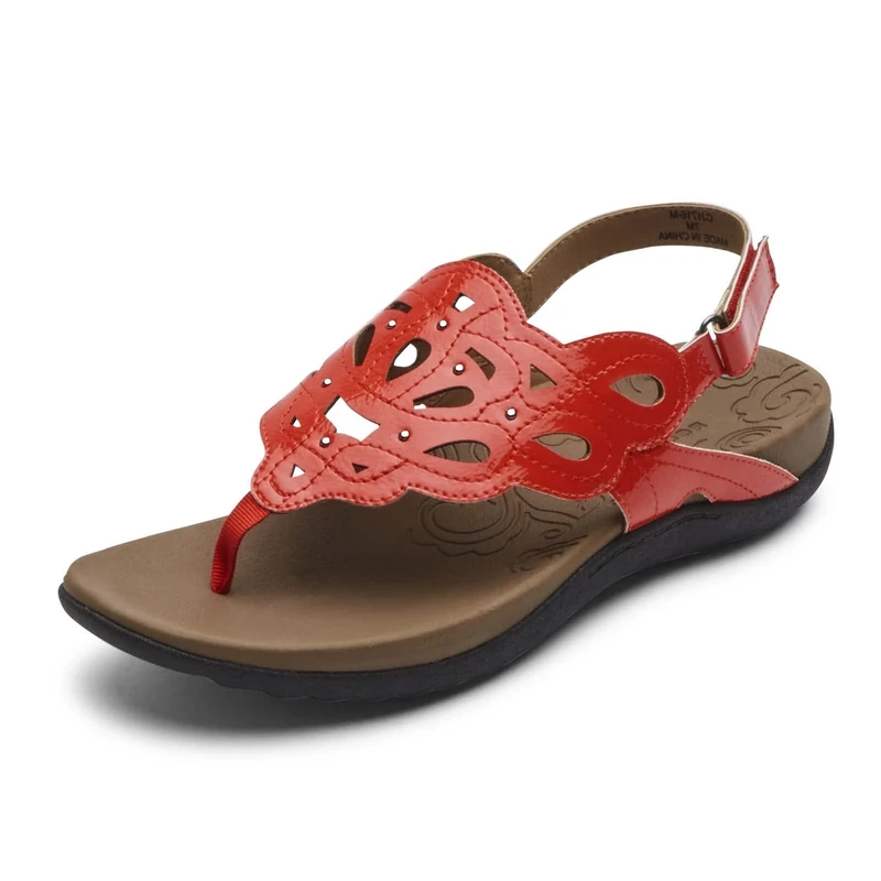 Rockport Women's Ridge Sling Sandal, Red Synthetic, 7.5 UK