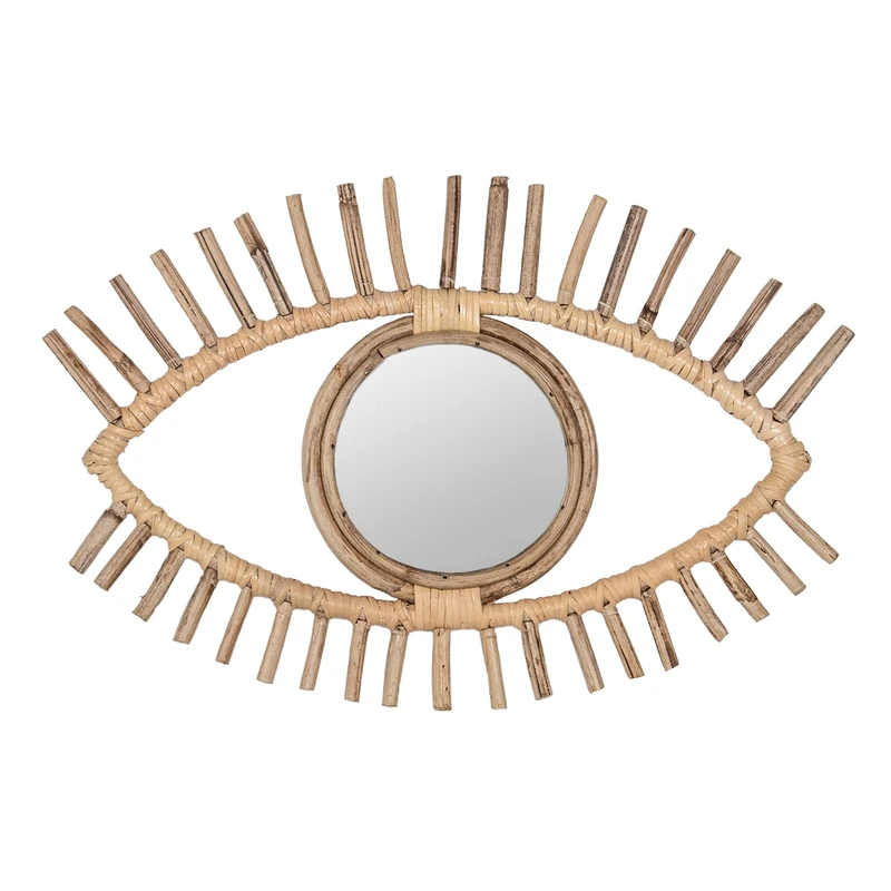 Ouko Rattan Small Eye Shaped Novelty Wall Mirror