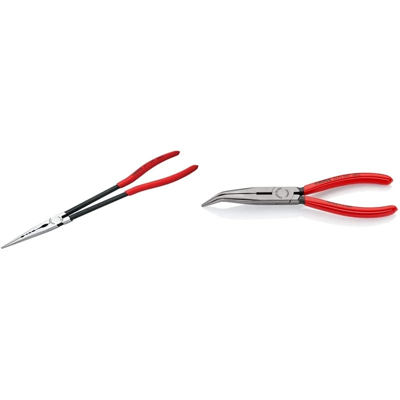 KNIPEX Long Reach Needle Nose Pliers with Transverse Profiles (280 mm) 28 71 280 SB & Snipe Nose Side Cutting Pliers (Stork Beak Pliers) (200 mm) 26 21 200 SB (self-Service Card/Blister)
