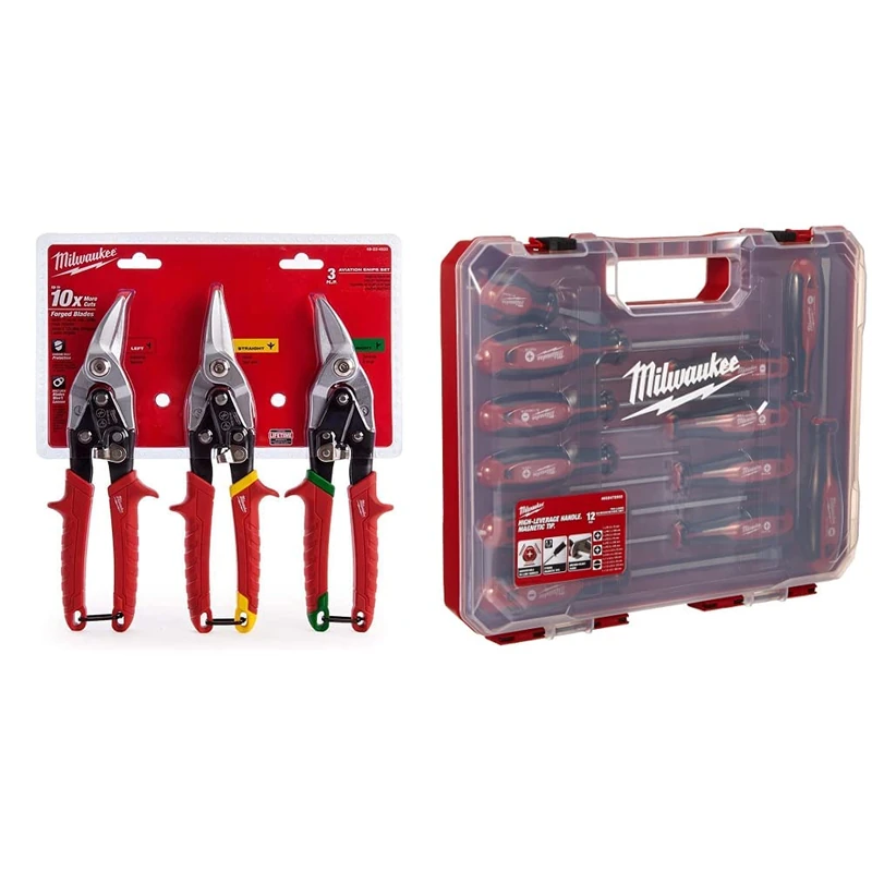 Milwaukee 48224533 Snips Promo Set of 3 & Set of 12 Tri-Lobe Screwdrivers 4932472003