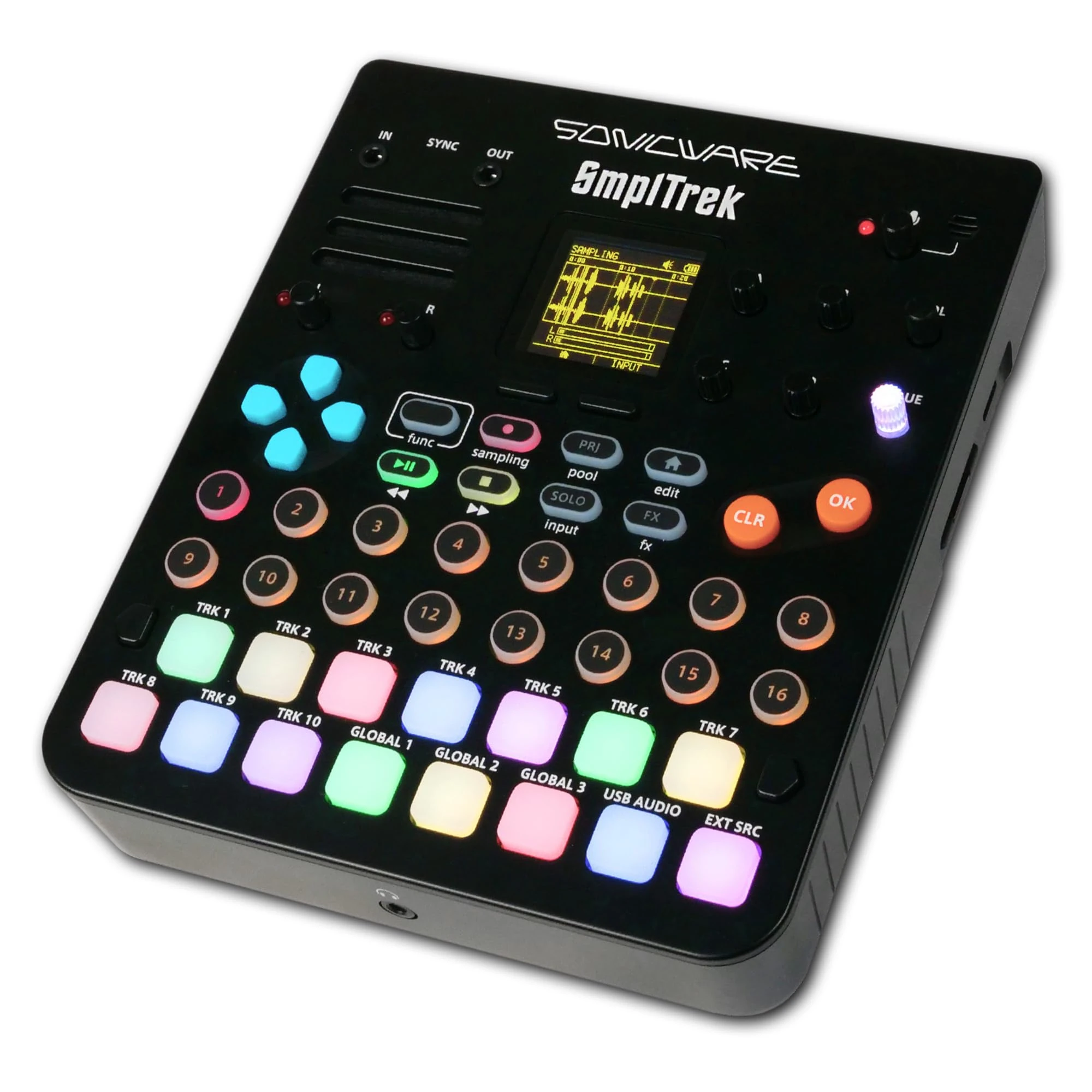 Sonicware SmplTrek [Portable Production Sampler] Compact, lightweight and battery powered Drum Machine & Sampler with Built-in Mic & Speaker