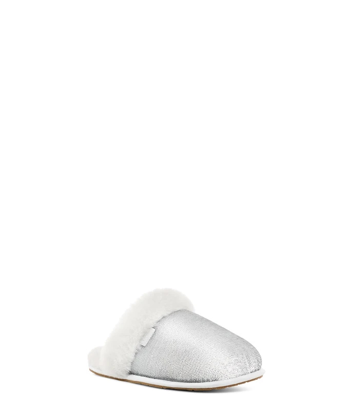UGG Women's Scuffette II Mirror Ball Slipper, Silver, 3 UK