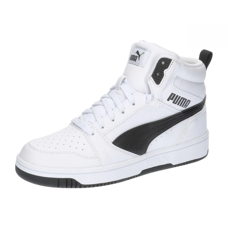 Puma Unisex Youth Puma Rebound V6 Mid Jr Sneakers, Puma White-Puma Black, 3.5 UK