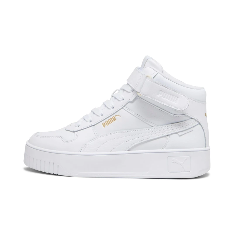 Puma Women Carina Street Mid Sneakers, Puma White-Puma White-Puma Gold, 6 UK