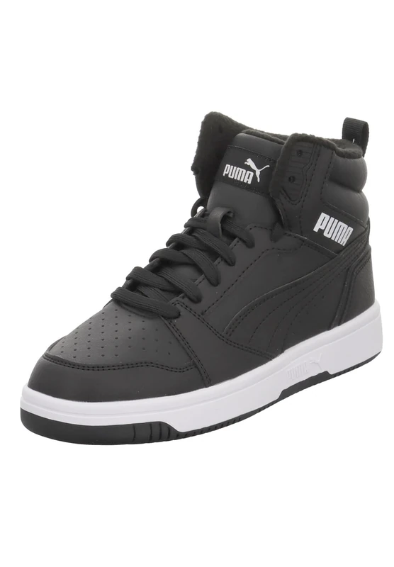 PUMA Unisex Kids Rebound V6 Mid WTR Jr Sneaker, Shadow Gray Puma Black Puma White, 5.5 UK