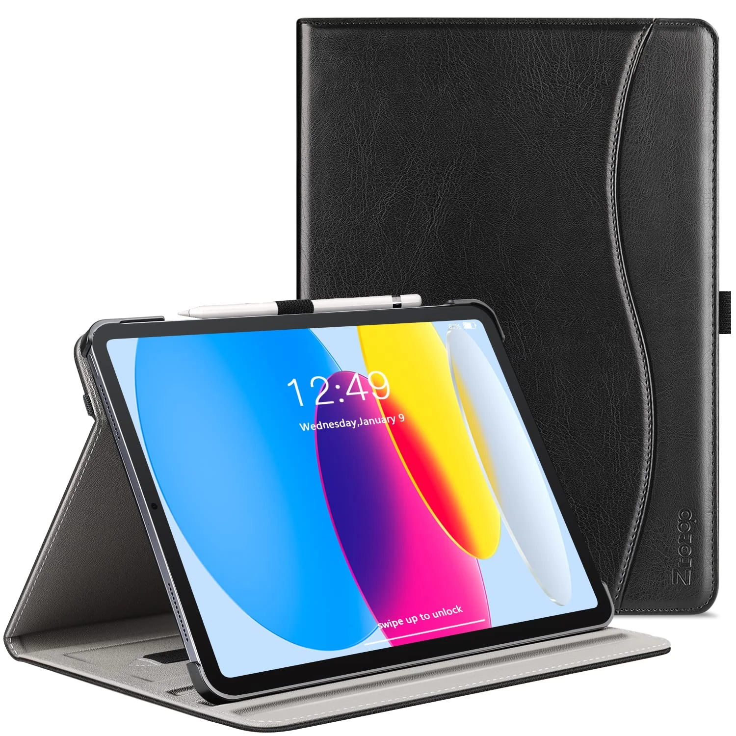 ZtotopCases Case for iPad 11th Generation 11 Inch 2025(A16)/iPad 10th Generation 10.9 Inch 2022, Premium Leather Business Cover with Auto Wake/Sleep, Multi-Angle Stand & Pencil Holder, Black