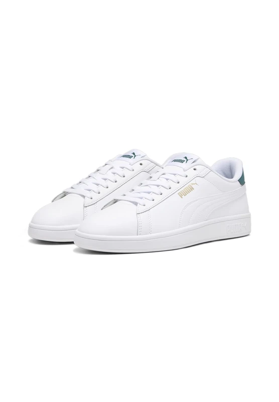 Puma Unisex Adults Puma Smash 3.0 L Sneakers, Puma White-Malachite-Puma Gold, 4 UK